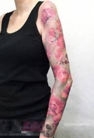 Domineering painted plant material simple line flower arm tattoo pattern