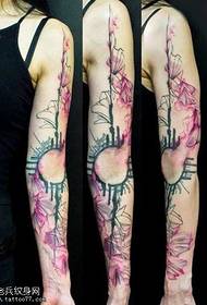 Flower arm sun tattoo pattern