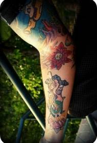 Arm color full set underwater mermaid theme tattoo