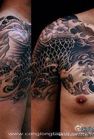 Popular cool half-squid tattoo pattern appreciation