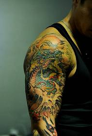 Vest men flower arm evil dragon tattoo pictures