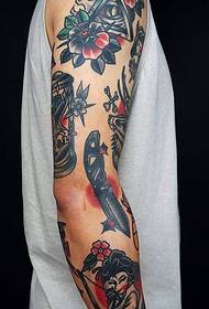 Very stylish classic flower arm tattoo picture