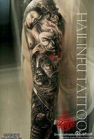 Geisha flower arm tattoo pattern
