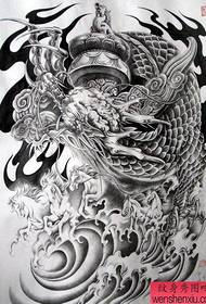 Semi-胛盘柱龙龙华表五马奔腾Tattoo manuscript pattern picture (collection)