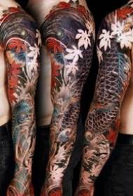 Traditional flower arm: a set of floral arm tattoos in old traditional style
