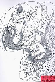 The Three Kingdoms of the People's Half-Guan Guan Gong Zhang Fei Tattoo Manuscript Patterns Cut Line Drawing Line Drawing Picture