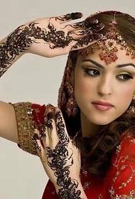 Foreign girl fashion beautiful flower arm Henna tattoo pattern