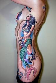 Flower arm man full chest lace decoration mermaid tattoo pattern