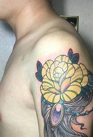 European and American style flower arm beauty portrait tattoo pattern