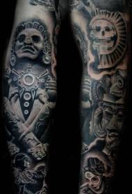 Brazo patrón de tatuaxe de estatua de pedra preciosa azteca