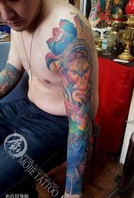 Elephant god carp lotus flower arm tattoo pattern