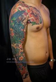 ຮູບແບບ tattoo ແຂນດອກໄມ້ Phoenix