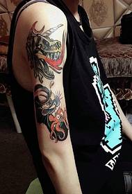 Vibrant flower arm totem tattoo tattoo