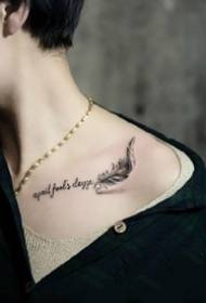 Clavicle simple tattoo _9 small fresh and simple black gray tattoo works on the collarbone