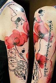 Le tatouage de tatouage de fleur de bras de fleur d'aquarelle est très beau