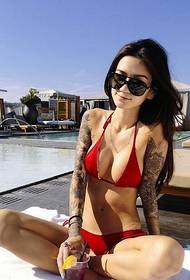 Bikini beauty tyrannical flower arm tattoo