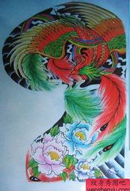 Phoenix Tattoo Pattern: Colorful Half Phoenix Shadow Tattoo Pattern