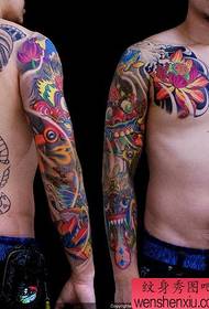Half-bow tattoo pattern: color half-bow bala lotus tattoo pattern