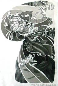דפוס קעקוע מסורתי סיני חצי תבנית קעקוע חרצית דיונון