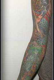 Arm Asian style painted portrait tattoo pattern