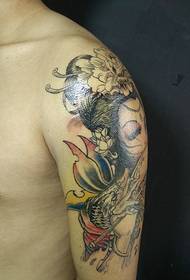 Flower arm tattoo pattern mixed with carp and flower bud