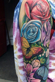 Girl flower arm butterfly rose pattern