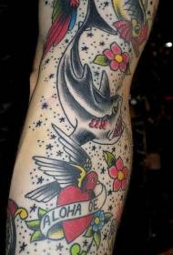 Flower arm color animal tattoo pattern