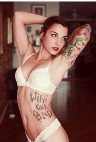 ბიკინი სექსუალური სილამაზის ყვავილის მკლავი და გვერდითი წელის წერილი tattoo სურათი