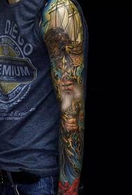 Poseidon flower arm tattoo pattern