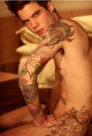 European man nude personality creative flower arm color tattoo 88286- cool cool flower arm Dragon Tattoo