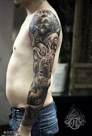 Dharma Phoenix Flower Arm Tattoo Pattern