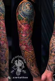 Don lion flower arm tattoo pattern