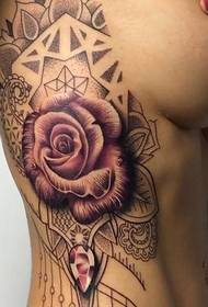 Bloem arm tattoo vrouwelijke zijrib op traditionele stijl mandala bloempatroon tattoo
