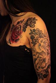 Sexy beauty rose arm tattoo pattern