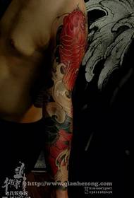 Squid lotus flower arm tattoo pattern