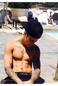 Europe and the United States sunshine handsome Justin Bieber flower arm tattoo