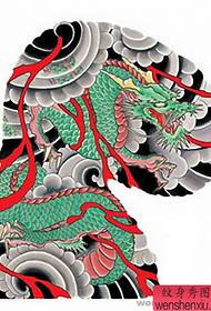 Tato bbs nyarankeun kuno Jepang tradisional satengah naga tato pola penghargaan naskah gambar