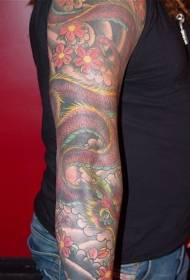 花腕和風ドラゴン花のタトゥーパターン