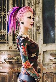 personality woman fashion flower arm tattoo pattern appreciation