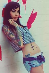 Europeiska och amerikanska flickor arm färg färg tatuering mönster
