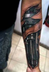 Just powerful male biomechanical gear flower arm tattoo pattern