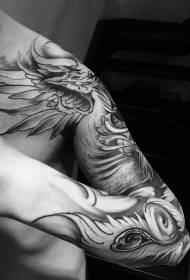 Flower arm domineering nine-day phoenix tour tattoo pattern