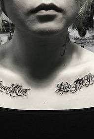 creative English tattoo pictures on both sides of the clavicle