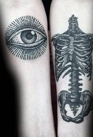 espectaculars ulls punxats de negre i patró de tatuatge d’ossos humans