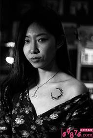 beauty clavicle moon totem tattoo