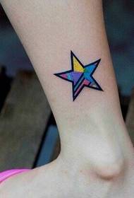ankle color five-pointed star tattoo pattern