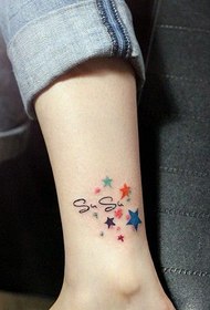 ankles compact Fashion color stars tattoo pattern