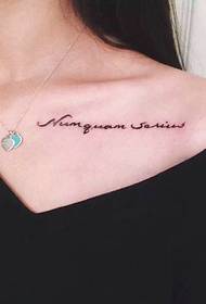 suitable for girls' clavicle English tattoo tattoo
