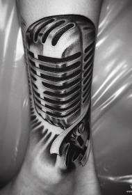 ayak bileği gerçekçi mikrofon Avrupa ve Amerikan siyah gri dövme desen