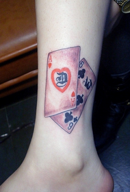 ankle good looking poker tattoo